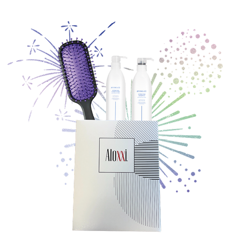 Promo: Aloxxi Xmas 2025 - Reparative Shampoo + Conditioner 300ml met Gratis Borstel