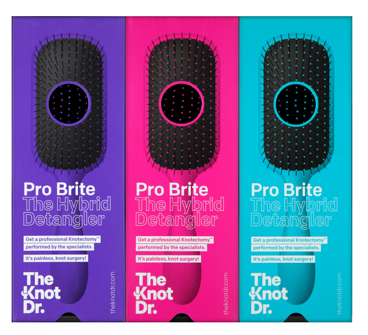 The Knot Dr. Pro Brite Box 9 haarborstels met display (3 kleuren)