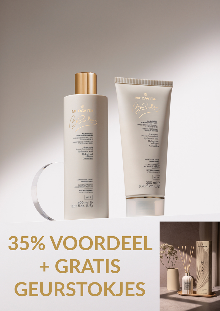 PROMO 3B: Koop 3 x Medavita Blondie Shampoo 400ml + Mask 200ml En Ontvang 1 x  GRATIS Geurstokjes