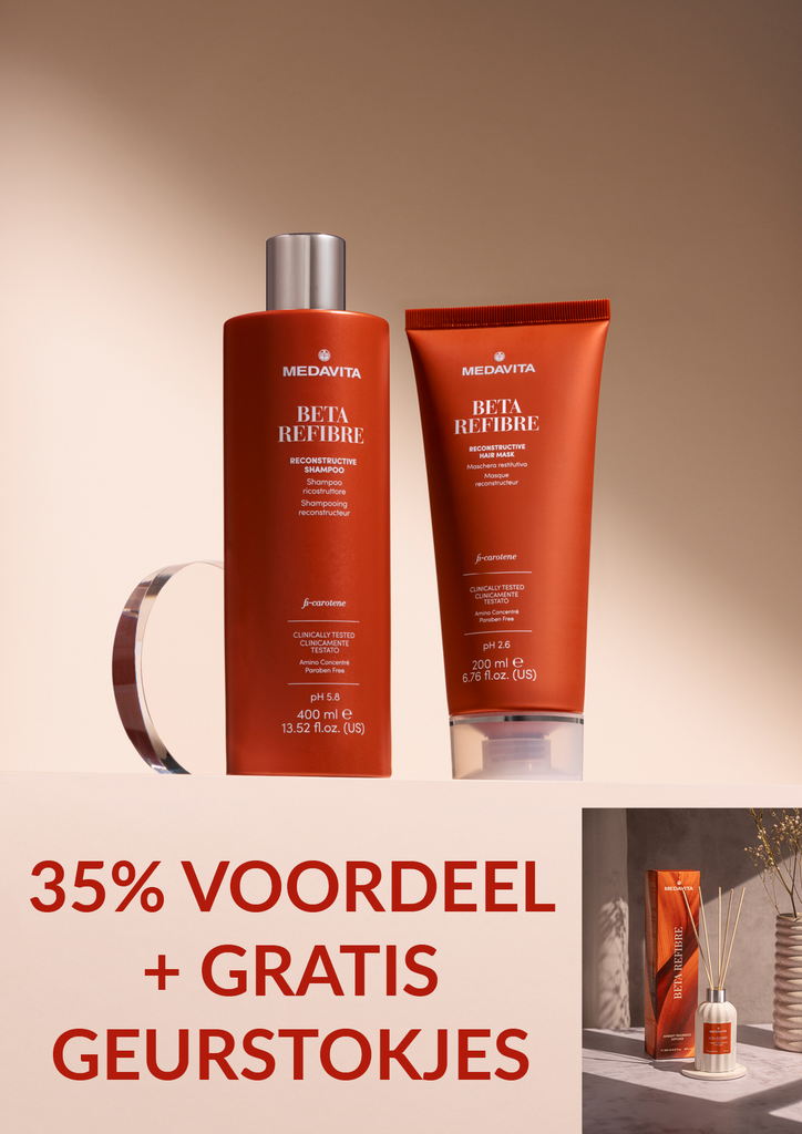 PROMO 2B: Koop 3 x Medavita B-Refibre Shampoo 400ml + Mask 200ml En Ontvang 1 x GRATIS Geurstokjes