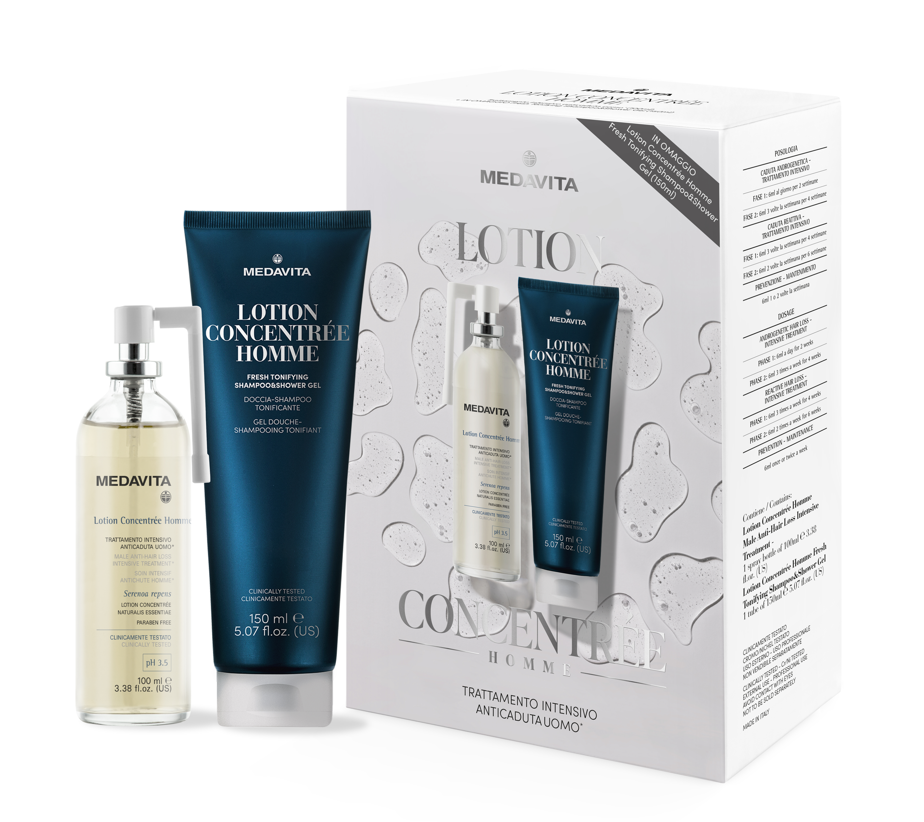 Promo: Medavita Lotion Concentrée Homme Spray 100ml  + Shampoo & Shower Gel 150ml