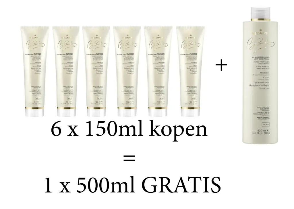 Promo: Medavita Blondie All Blondes Light Conditioner 150ml: 6 x150ml kopen = 1 x 500ml GRATIS