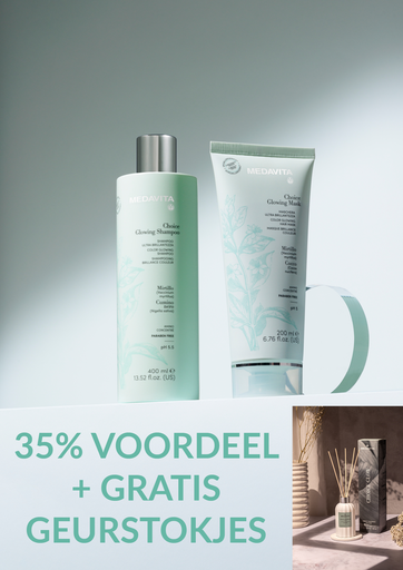 [3010861] PROMO 4B: Koop 3 x Medavita Choice Glowing Shampoo 400ml + Mask 200ml En Ontvang 1x GRATIS Geurstokjes