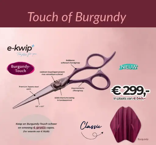 Promo: E-kwip+ Burgundy Touch  + 4 Gratis Kapmantels
